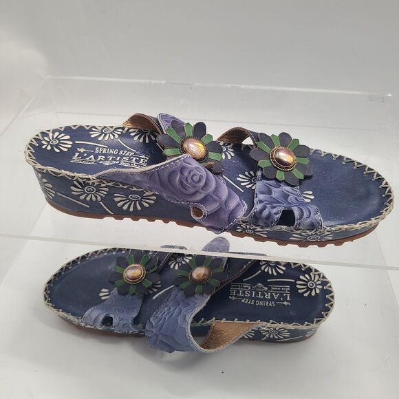 L'Artiste SPRING STEP Shoes Size 9 / 40 Charlotte Wedge Heel Sandals Sun Flower - Picture 3 of 9